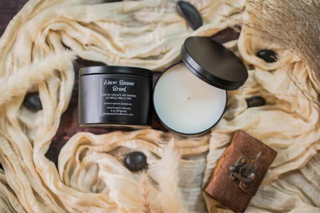 Warm Banana Bread Candle - 8 oz Black Tin